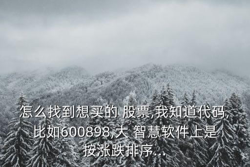 怎么找到想買(mǎi)的 股票,我知道代碼,比如600898,大 智慧軟件上是按漲跌排序...