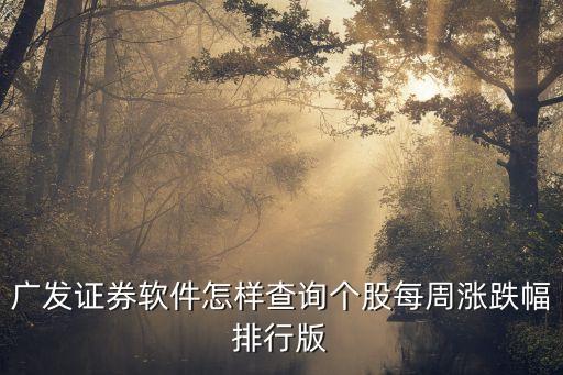 廣發(fā)證券軟件怎樣查詢個(gè)股每周漲跌幅排行版