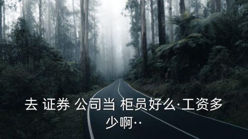 去 證券 公司當(dāng) 柜員好么·工資多少啊··