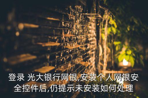 登錄 光大銀行網(wǎng)銀,安裝個人網(wǎng)銀安全控件后,仍提示未安裝如何處理