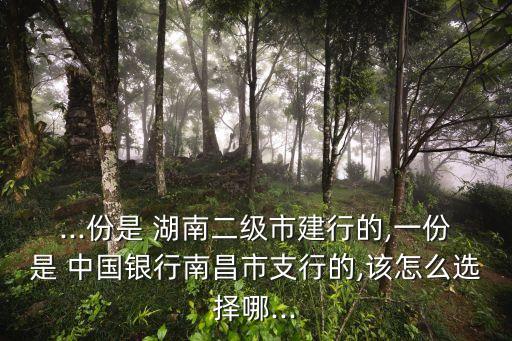 ...份是 湖南二級市建行的,一份是 中國銀行南昌市支行的,該怎么選擇哪...