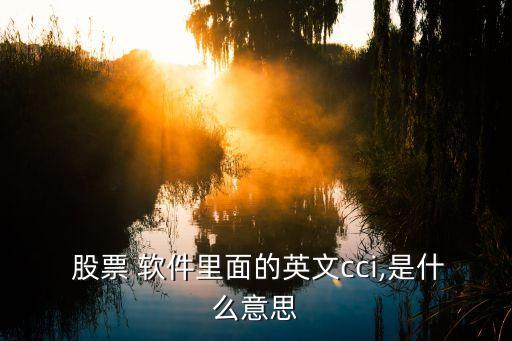  股票 軟件里面的英文cci,是什么意思