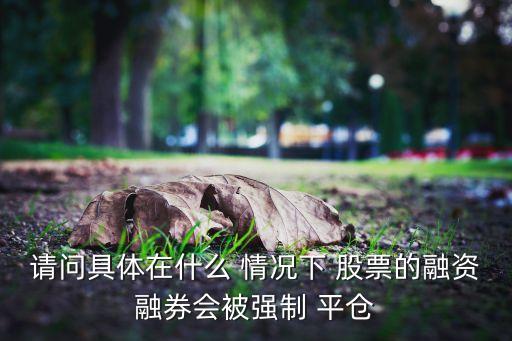 請問具體在什么 情況下 股票的融資融券會被強制 平倉