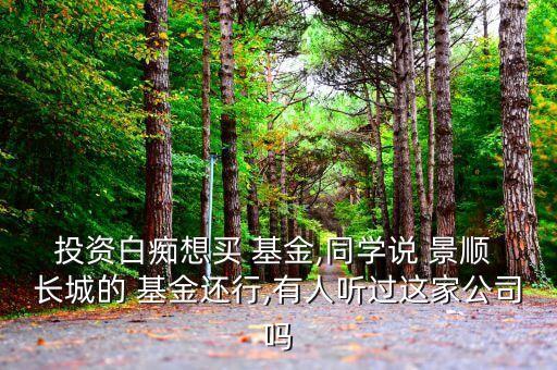 投資白癡想買 基金,同學(xué)說 景順 長城的 基金還行,有人聽過這家公司嗎