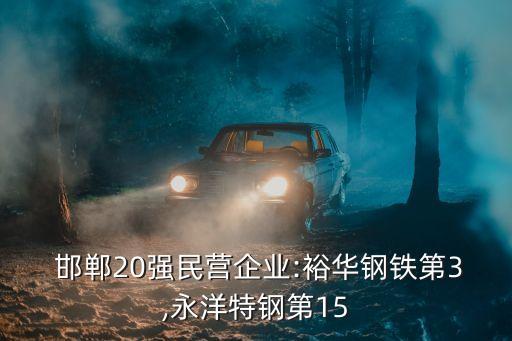  邯鄲20強(qiáng)民營(yíng)企業(yè):裕華鋼鐵第3,永洋特鋼第15