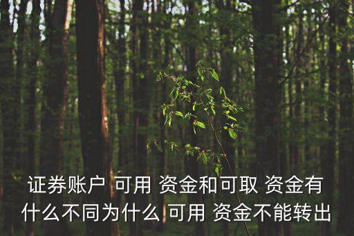 證券賬戶 可用 資金和可取 資金有什么不同為什么 可用 資金不能轉出