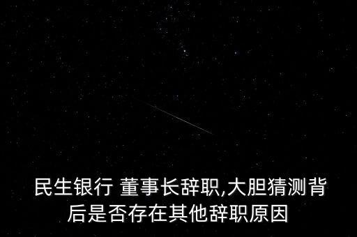  民生銀行 董事長(zhǎng)辭職,大膽猜測(cè)背后是否存在其他辭職原因