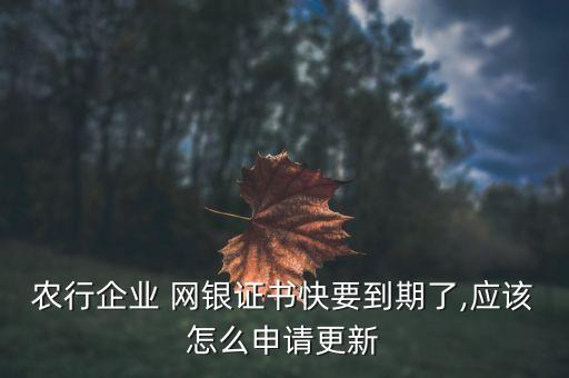 農(nóng)行企業(yè) 網(wǎng)銀證書(shū)快要到期了,應(yīng)該怎么申請(qǐng)更新