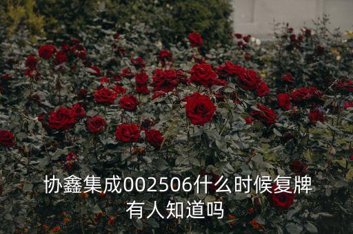  協(xié)鑫集成002506什么時候復牌有人知道嗎