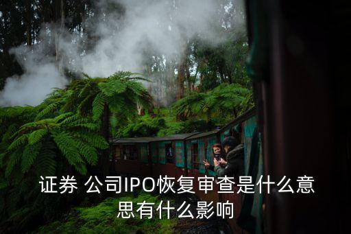  證券 公司IPO恢復審查是什么意思有什么影響