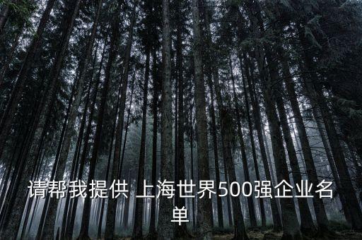 請幫我提供 上海世界500強(qiáng)企業(yè)名單