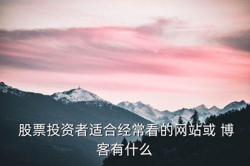  股票投資者適合經(jīng)?？吹木W(wǎng)站或 博客有什么