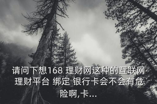 請問下想168 理財網(wǎng)這種的互聯(lián)網(wǎng) 理財平臺 綁定 銀行卡會不會有危險啊,卡...