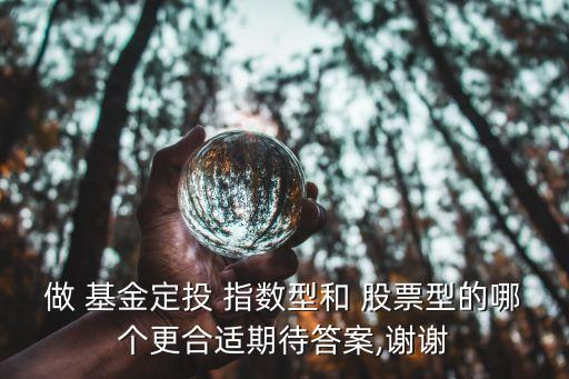 做 基金定投 指數(shù)型和 股票型的哪個更合適期待答案,謝謝