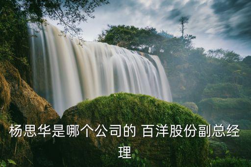 楊思華是哪個(gè)公司的 百洋股份副總經(jīng)理