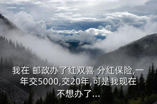 我在 郵政辦了紅雙喜 分紅保險(xiǎn),一年交5000,交20年,可是我現(xiàn)在不想辦了...