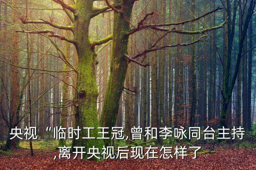 央視“臨時工王冠,曾和李詠同臺主持,離開央視后現(xiàn)在怎樣了