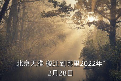  北京天雅 搬遷到哪里2022年12月28日