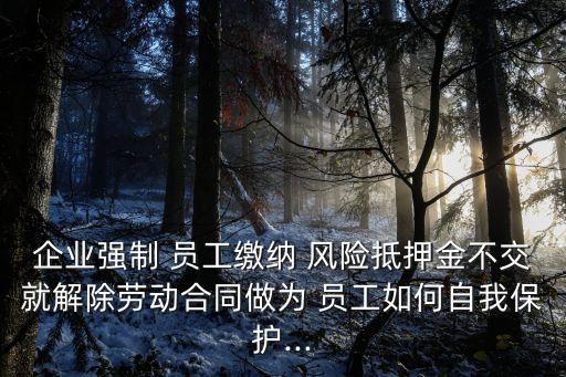 企業(yè)強制 員工繳納 風險抵押金不交就解除勞動合同做為 員工如何自我保護...