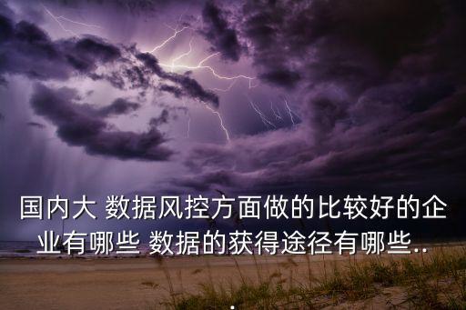 國(guó)內(nèi)大 數(shù)據(jù)風(fēng)控方面做的比較好的企業(yè)有哪些 數(shù)據(jù)的獲得途徑有哪些...