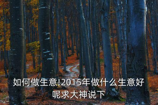 如何做生意!2015年做什么生意好呢求大神說(shuō)下