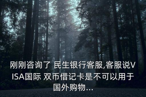 剛剛咨詢了 民生銀行客服,客服說VISA國際 雙幣借記卡是不可以用于國外購物...