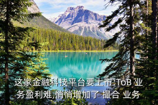 這家金融科技平臺要上市:ToB 業(yè)務盈利難,悄悄增加了 撮合 業(yè)務