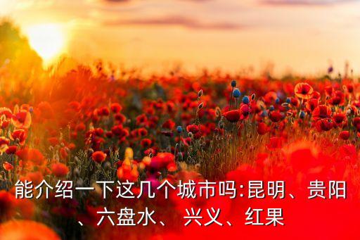 能介紹一下這幾個(gè)城市嗎:昆明、貴陽(yáng)、六盤(pán)水、 興義、紅果