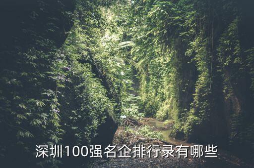 深圳100強名企排行錄有哪些