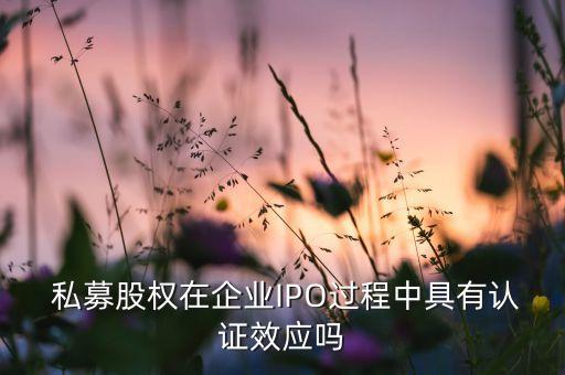  私募股權在企業(yè)IPO過程中具有認證效應嗎