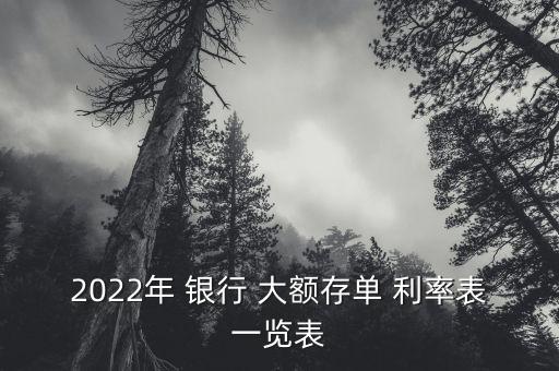 2022年 銀行 大額存單 利率表一覽表