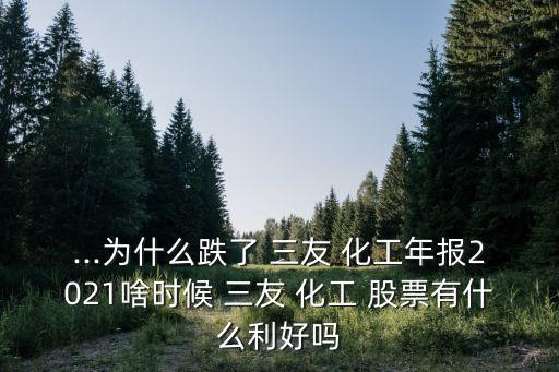 ...為什么跌了 三友 化工年報(bào)2021啥時(shí)候 三友 化工 股票有什么利好嗎