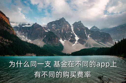 為什么同一支 基金在不同的app上有不同的購買費(fèi)率