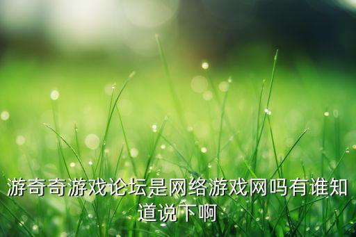 游奇奇游戲論壇是網(wǎng)絡游戲網(wǎng)嗎有誰知道說下啊