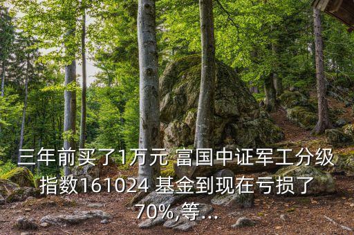 三年前買了1萬(wàn)元 富國(guó)中證軍工分級(jí)指數(shù)161024 基金到現(xiàn)在虧損了70%,等...