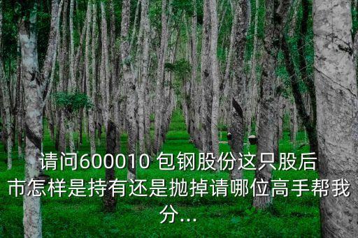 請(qǐng)問600010 包鋼股份這只股后市怎樣是持有還是拋掉請(qǐng)哪位高手幫我分...