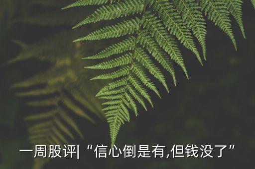 一周股評|“信心倒是有,但錢沒了”