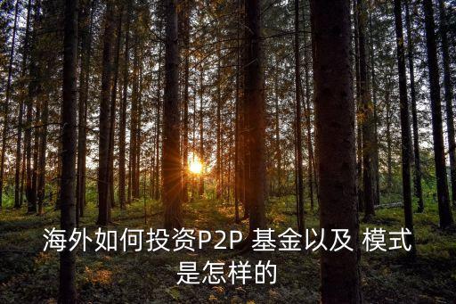 海外如何投資P2P 基金以及 模式是怎樣的