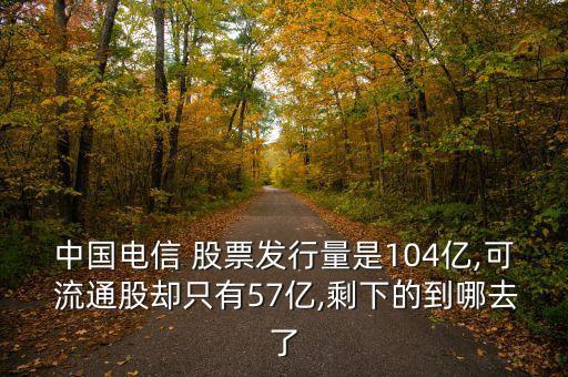 中國(guó)電信 股票發(fā)行量是104億,可 流通股卻只有57億,剩下的到哪去了