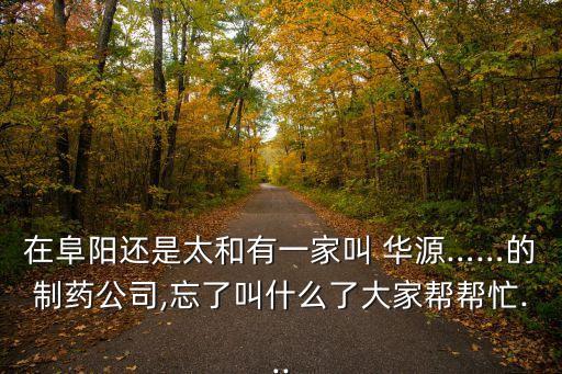 在阜陽還是太和有一家叫 華源……的制藥公司,忘了叫什么了大家?guī)蛶兔?..