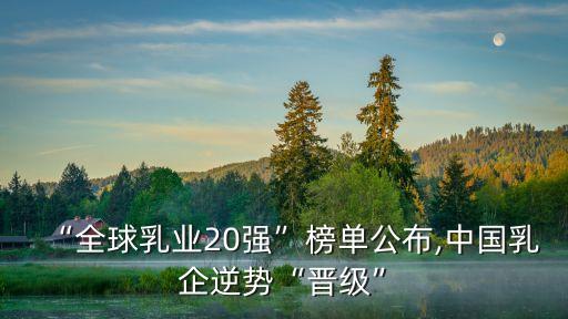 “全球乳業(yè)20強(qiáng)”榜單公布,中國乳企逆勢“晉級”