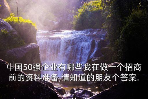 中國50強企業(yè)有哪些我在做一個招商前的資料準(zhǔn)備,請知道的朋友個答案...