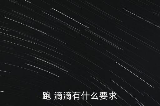 跑 滴滴有什么要求