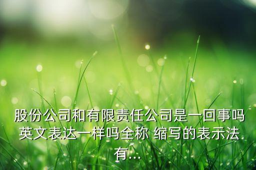  股份公司和有限責(zé)任公司是一回事嗎 英文表達(dá)一樣嗎全稱 縮寫的表示法有...