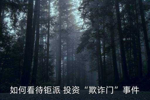 如何看待鉅派 投資“欺詐門”事件