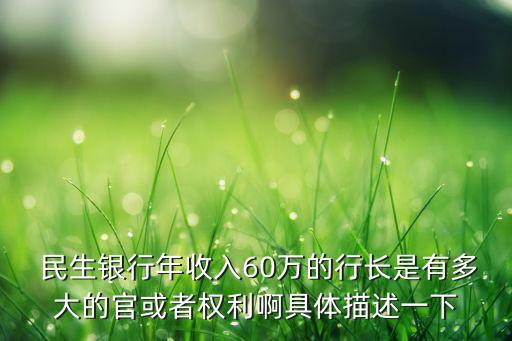  民生銀行年收入60萬的行長是有多大的官或者權(quán)利啊具體描述一下