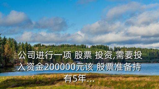  公司進行一項 股票 投資,需要投入資金200000元該 股票準備持有5年...