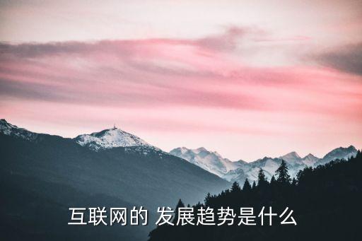  互聯(lián)網(wǎng)的 發(fā)展趨勢(shì)是什么