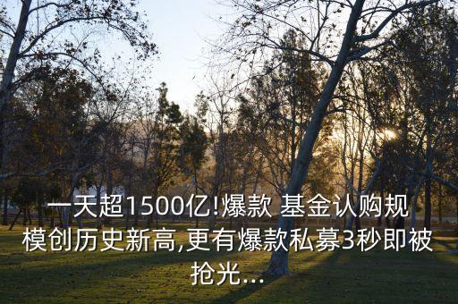 一天超1500億!爆款 基金認購規(guī)模創(chuàng)歷史新高,更有爆款私募3秒即被搶光...