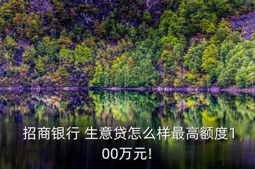  招商銀行 生意貸怎么樣最高額度100萬(wàn)元!